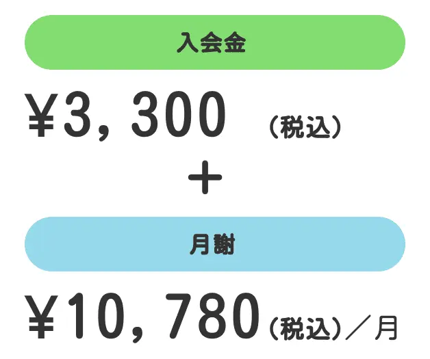 入会金3300円＋月謝10780円